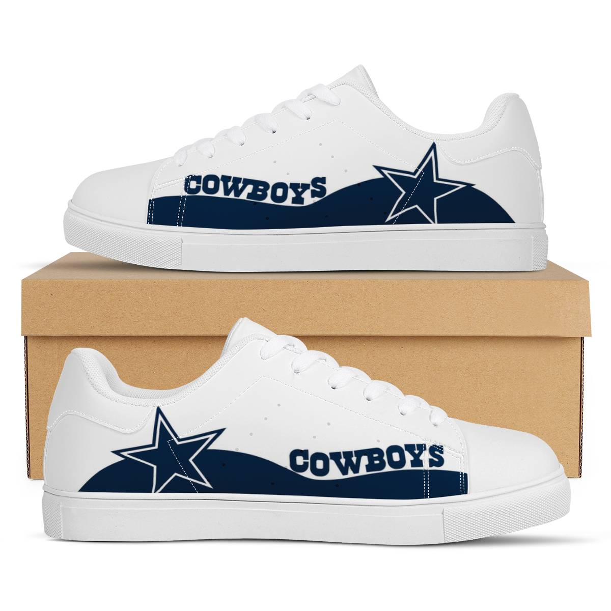 Men's Dallas Cowboys Low Top Leather Sneakers 001